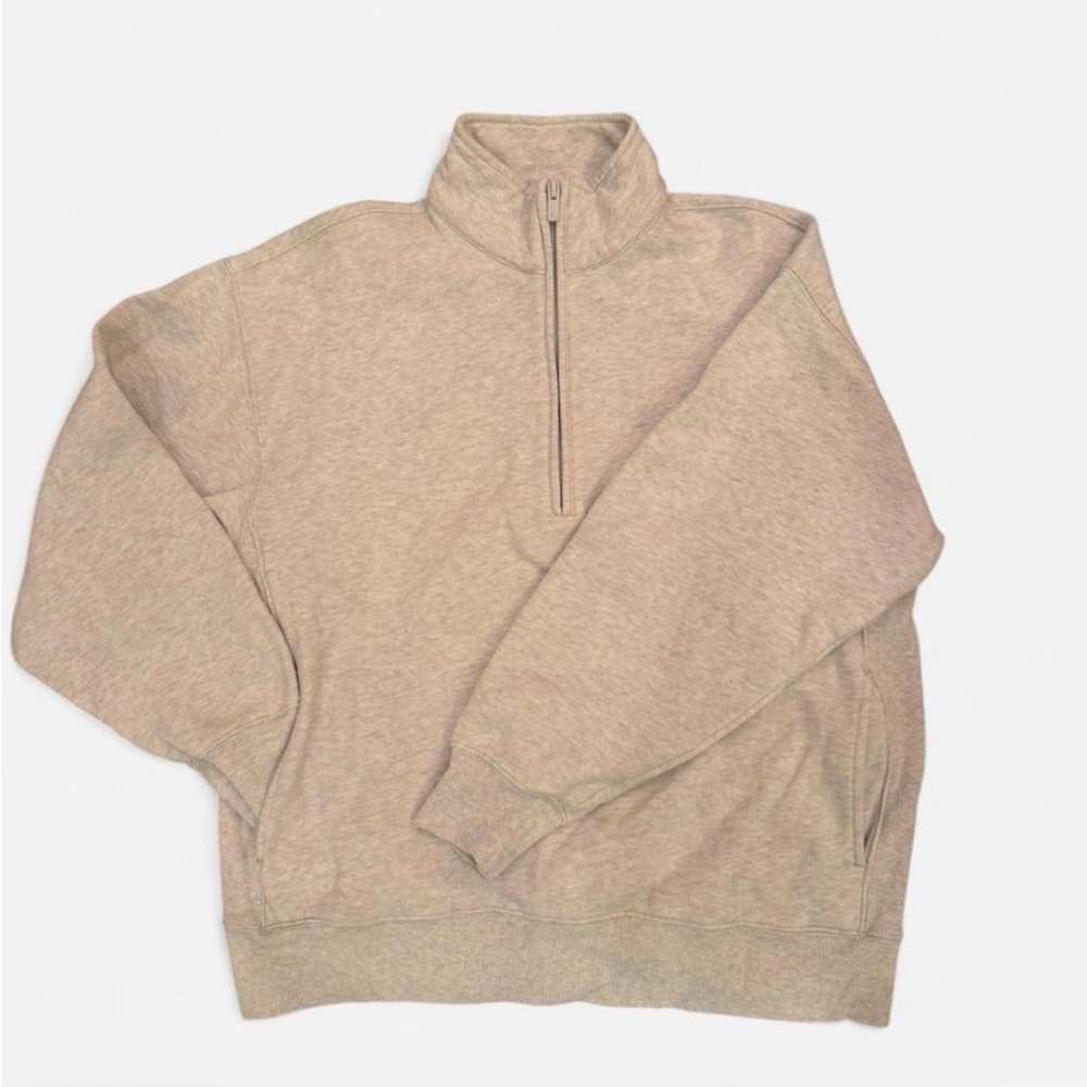 Aritzia Men's Beige Zip-Up Sweater